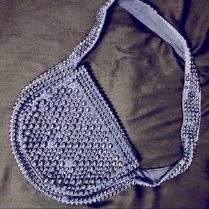 Vintage Navy Beaded Handbag